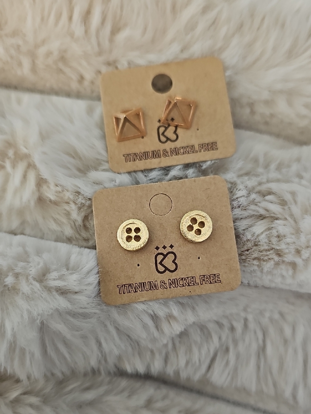 Source Unknown Gold Button & Geometric Stud Earring Set 2 Pairs Of New Earrings!